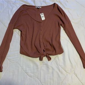 Express Mauve Long Sleeve Top with front knot